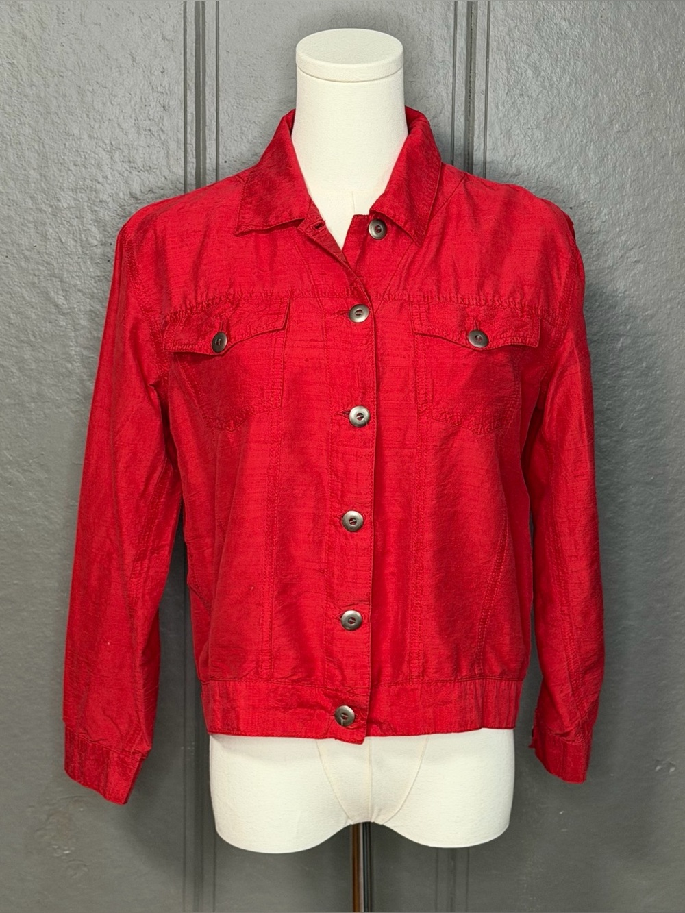 Vintage Chico’s Design Red Silk Jacket